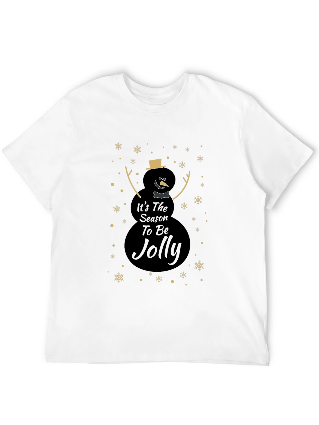 Camiseta Negra Navideña con Diseño de Muñeco de Nieve