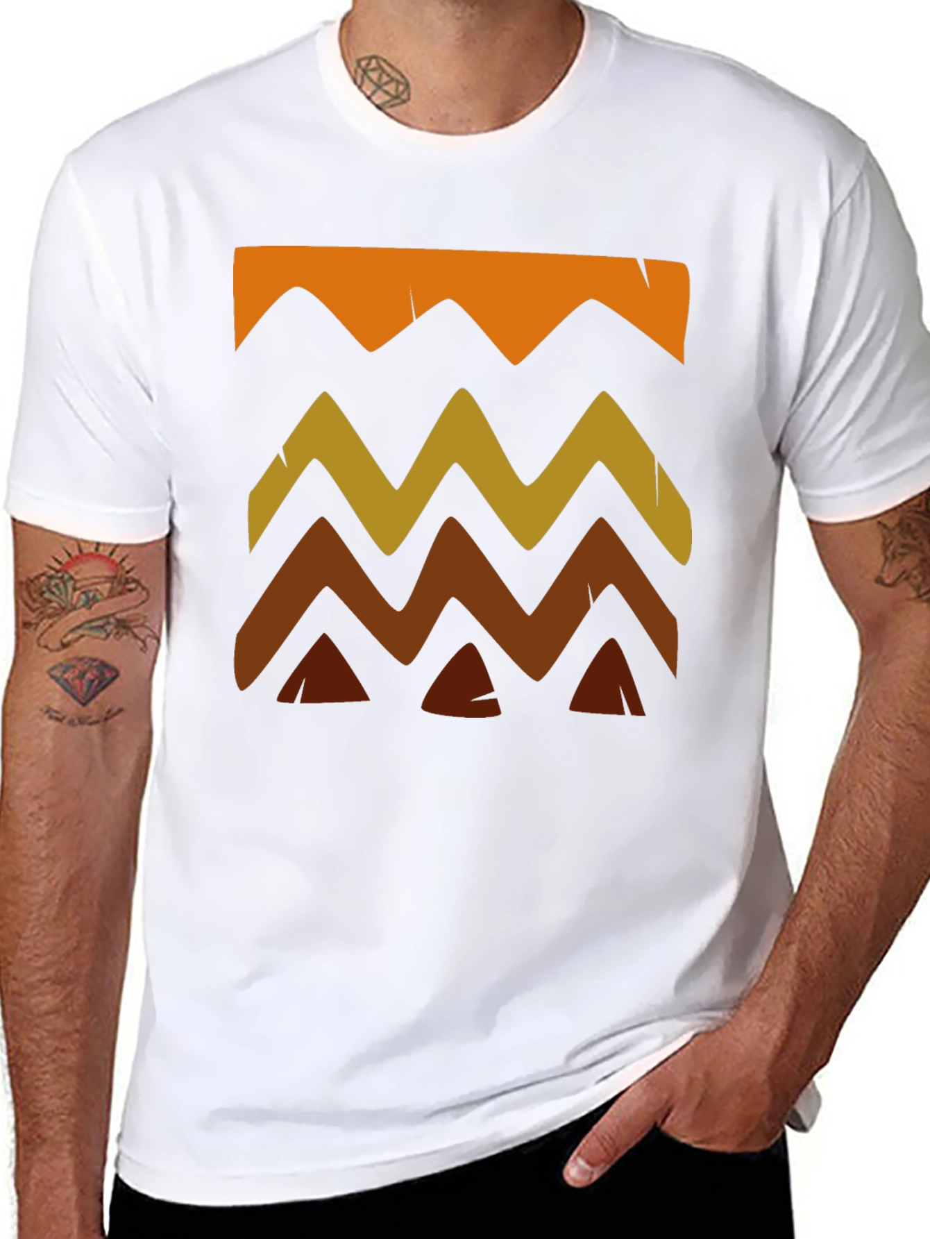 Camiseta Hombre Diseño Ondas Estilo Tribal
