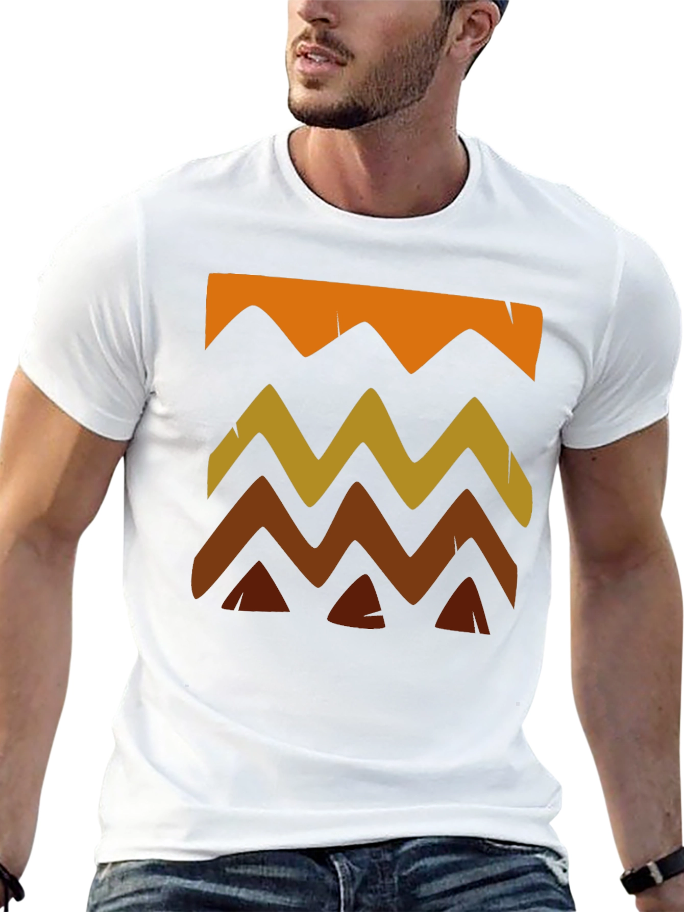 Camiseta Hombre Diseño Ondas Estilo Tribal