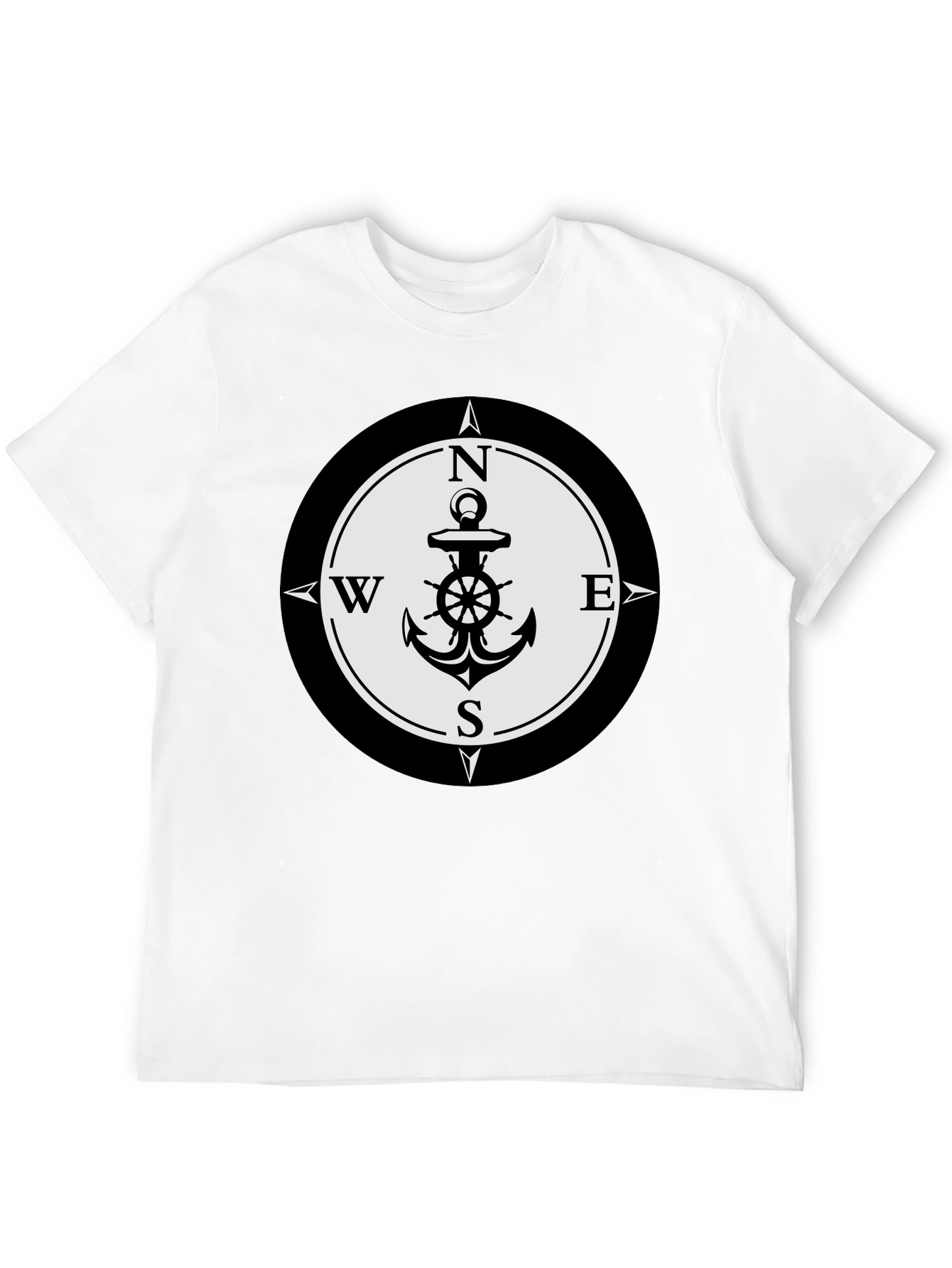 Camiseta Hombre Negra con Diseño Ancla Náutica