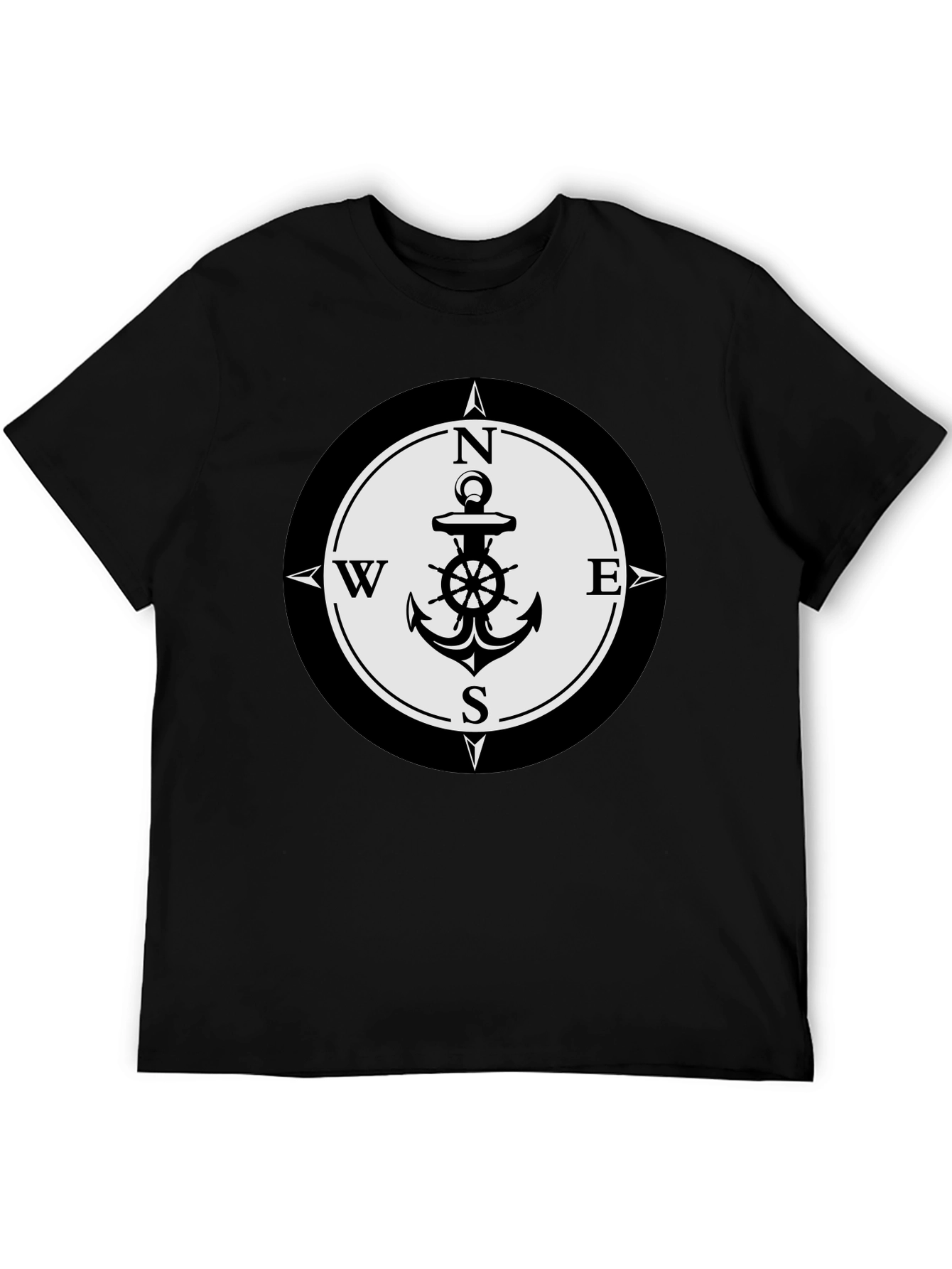 Camiseta Hombre Negra con Diseño Ancla Náutica