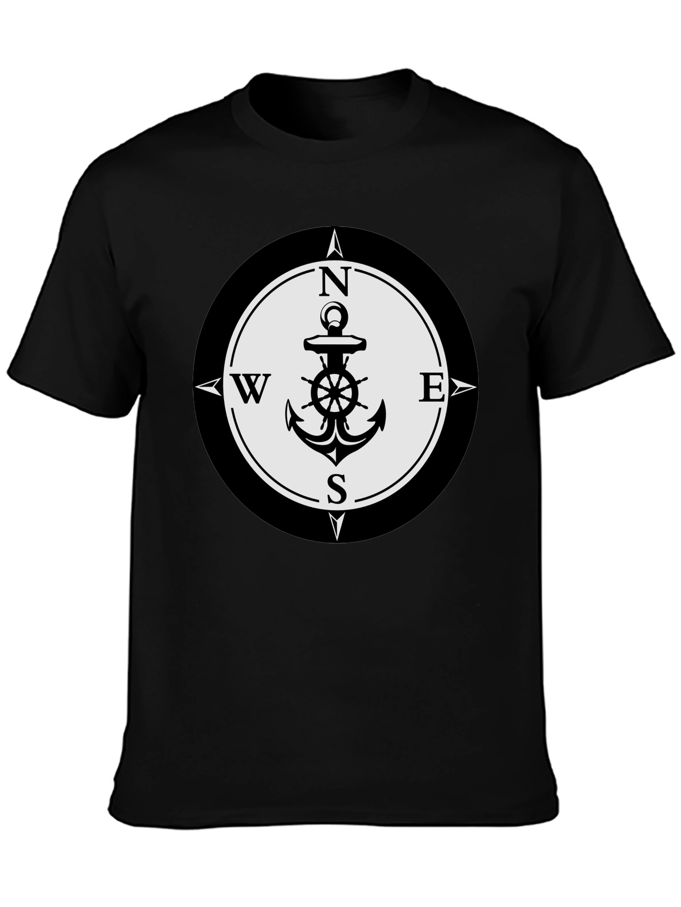 Camiseta Hombre Negra con Diseño Ancla Náutica