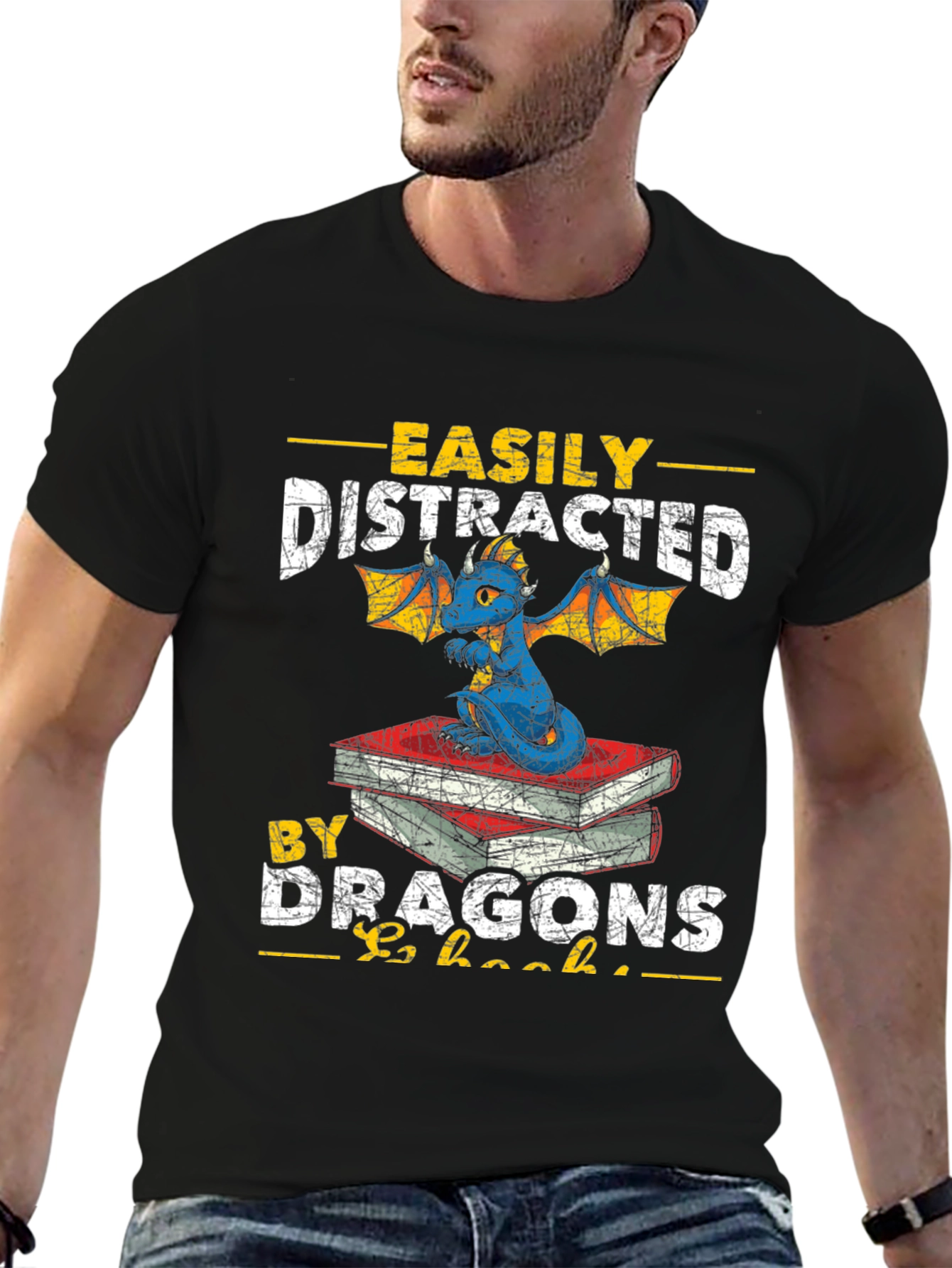 Camiseta Distraído Fácilmente por Dragones