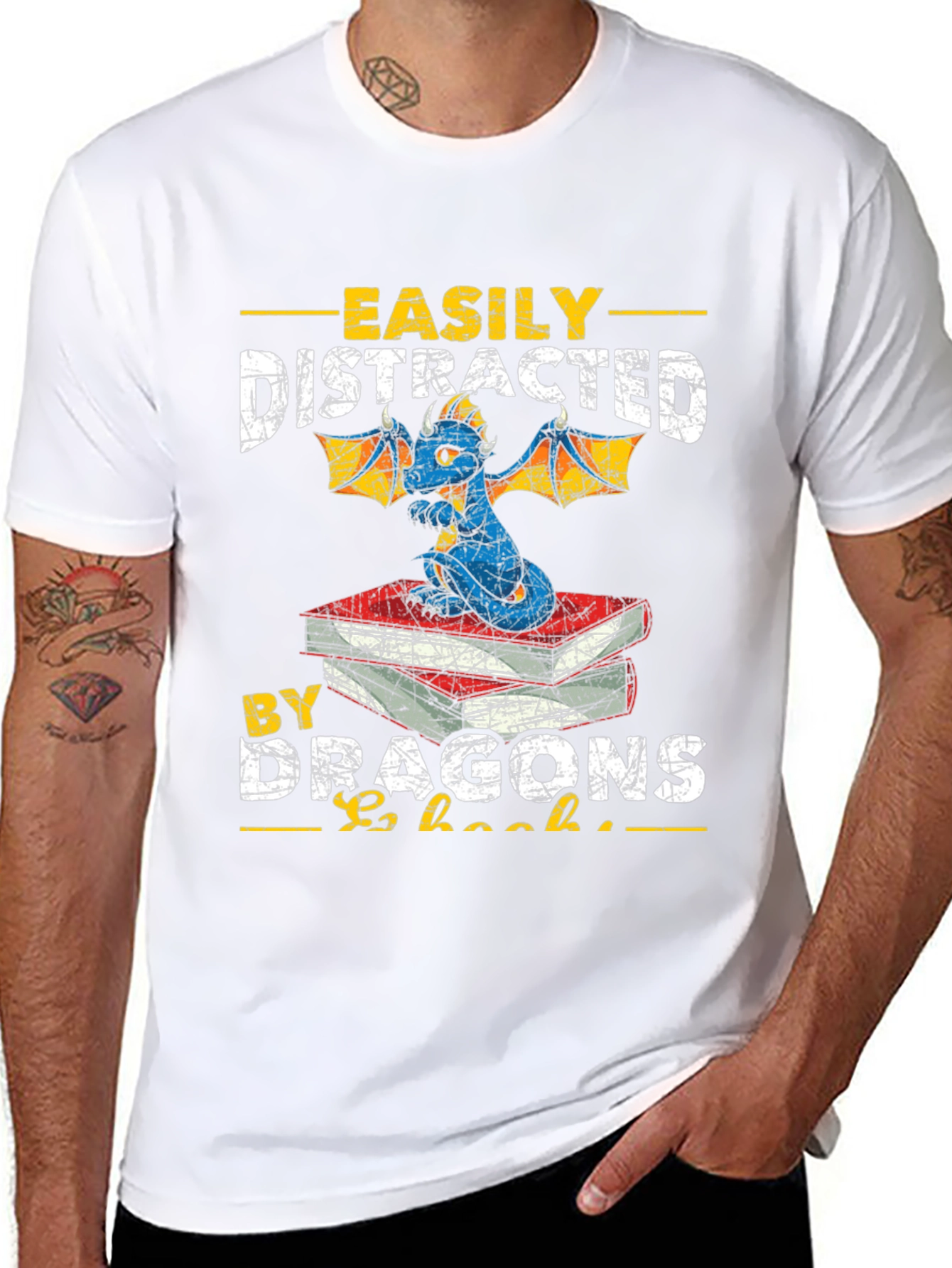 Camiseta Distraído Fácilmente por Dragones