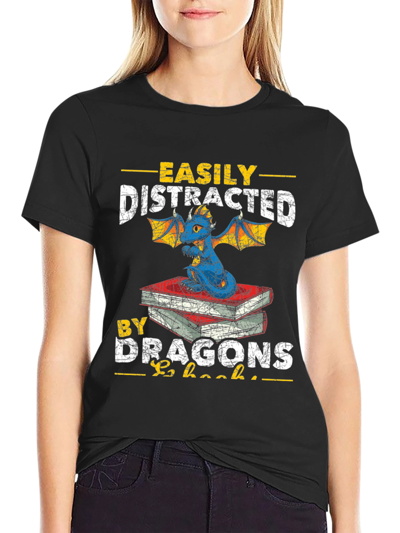 Camiseta Distraído Fácilmente por Dragones