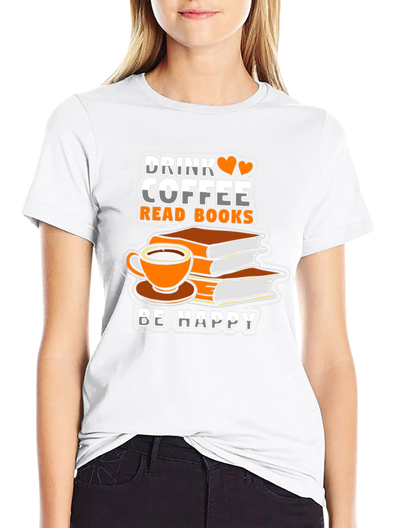 Camiseta Negra: Café Libros y Felicidad