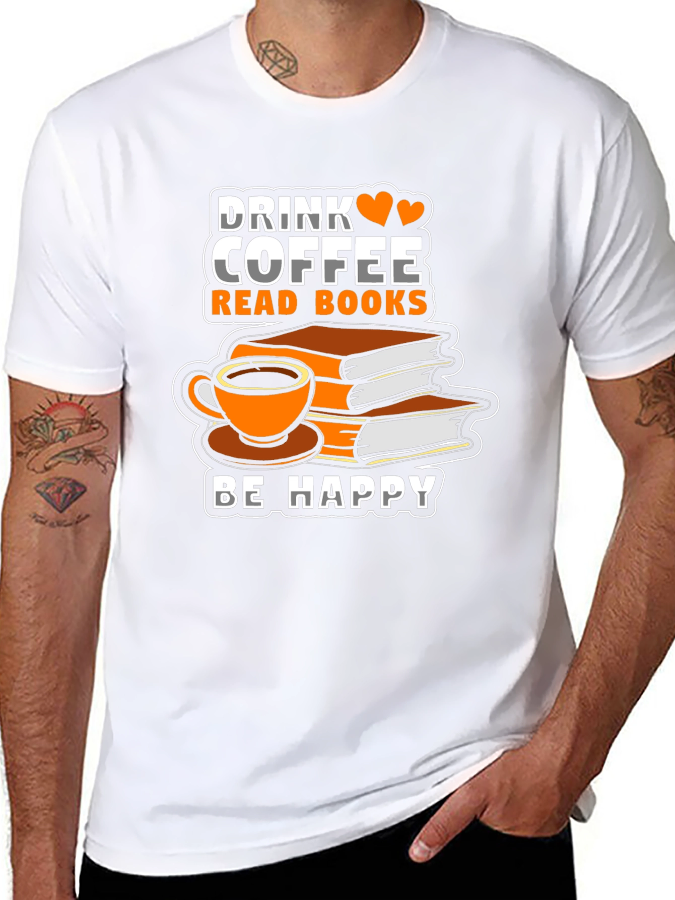 Camiseta Negra: Café Libros y Felicidad