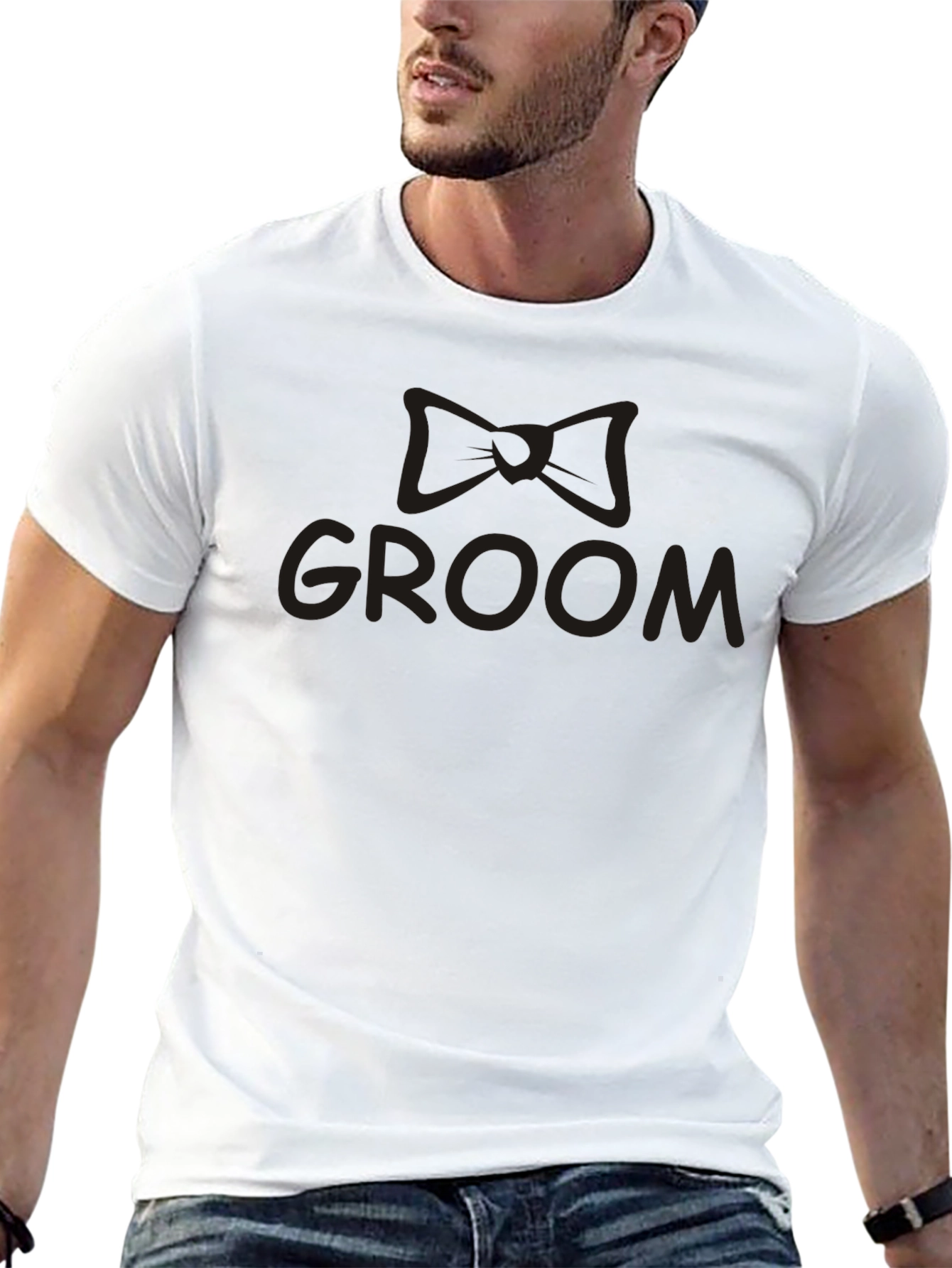 Camiseta Negra Groom con Diseño de Lazo