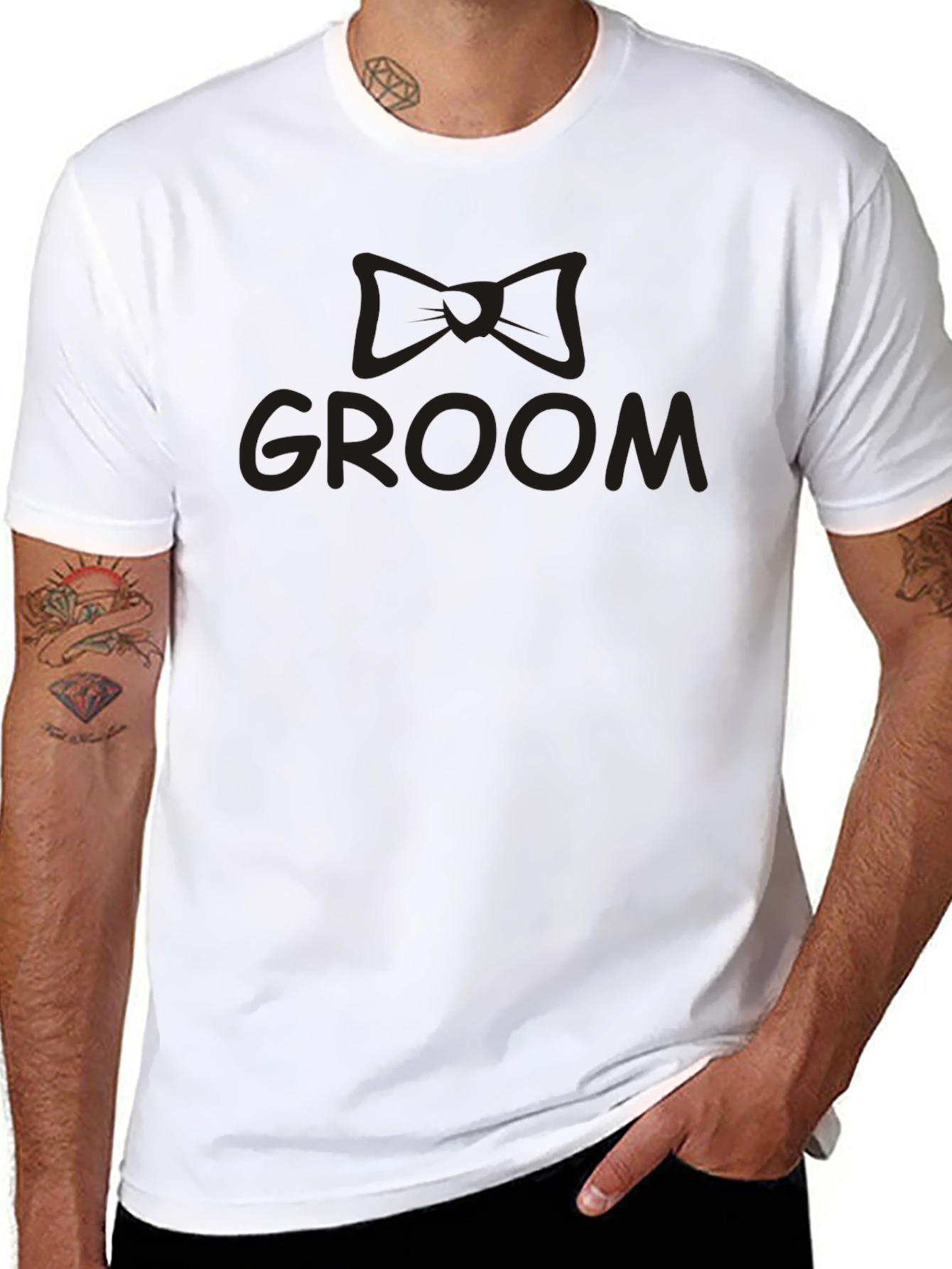 Camiseta Negra Groom con Diseño de Lazo