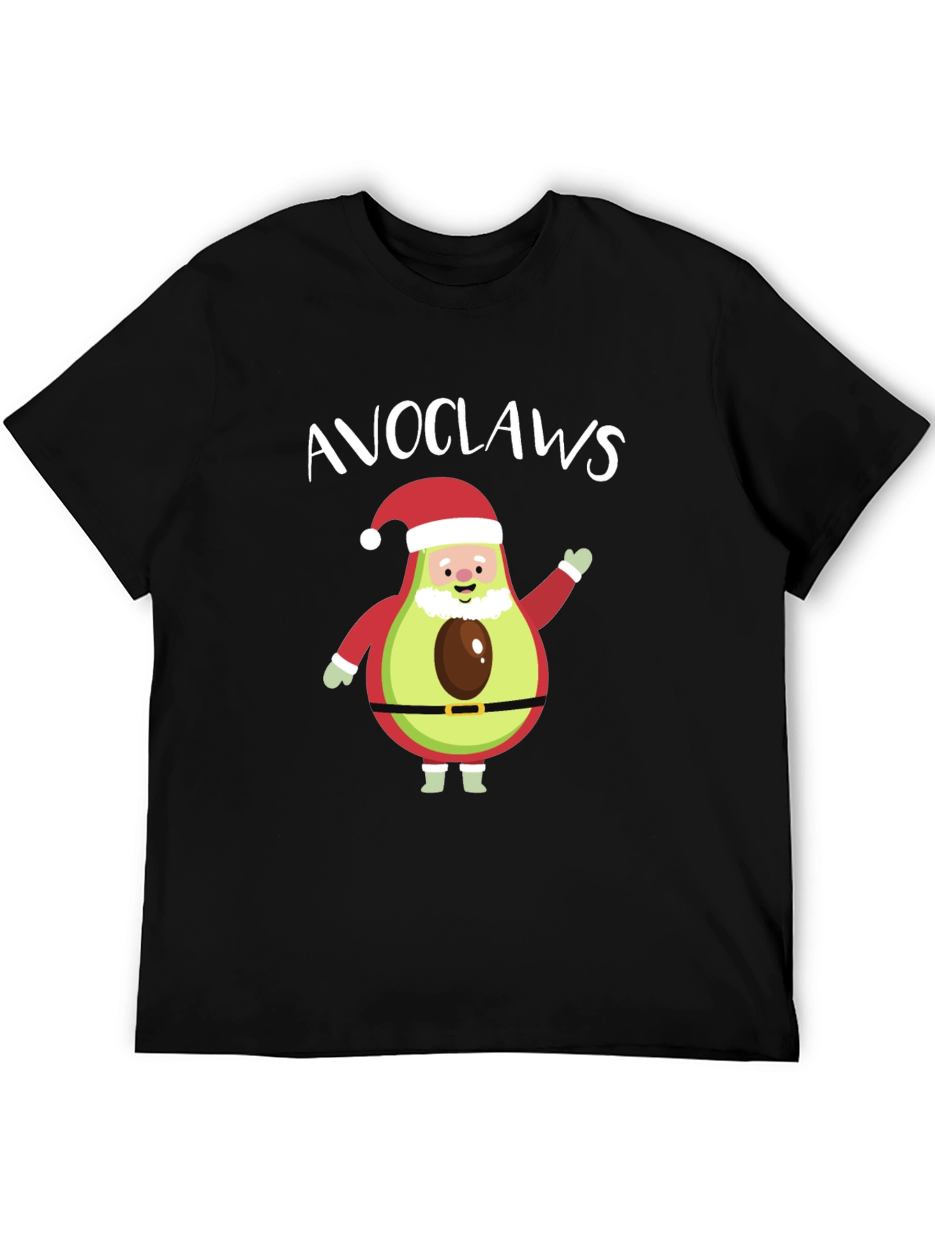 Camiseta Negra Navideña con Aguacate Papa Noel