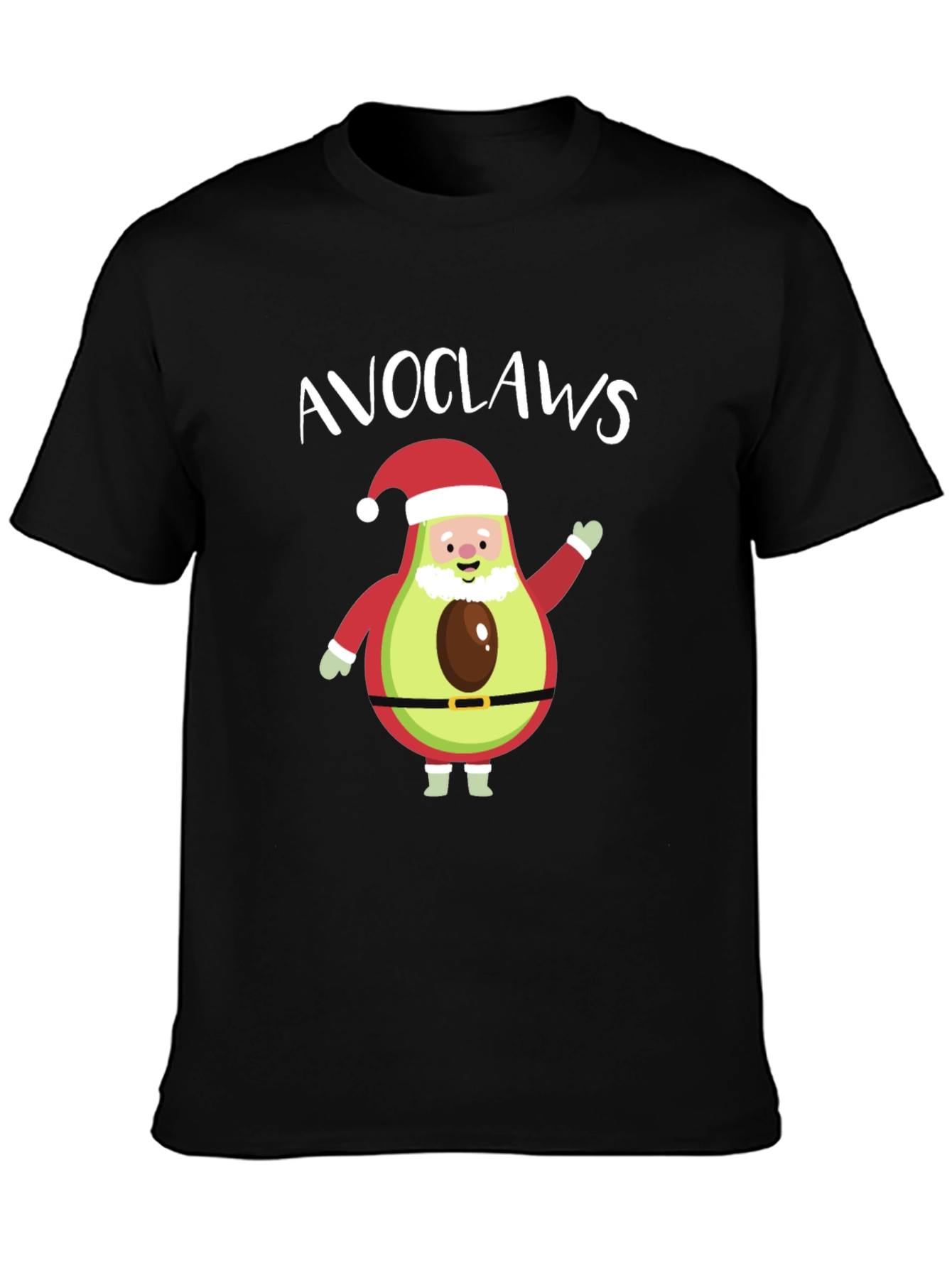 Camiseta Negra Navideña con Aguacate Papa Noel