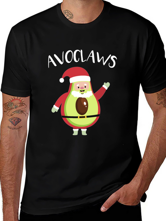 Camiseta Negra Navideña con Aguacate Papa Noel