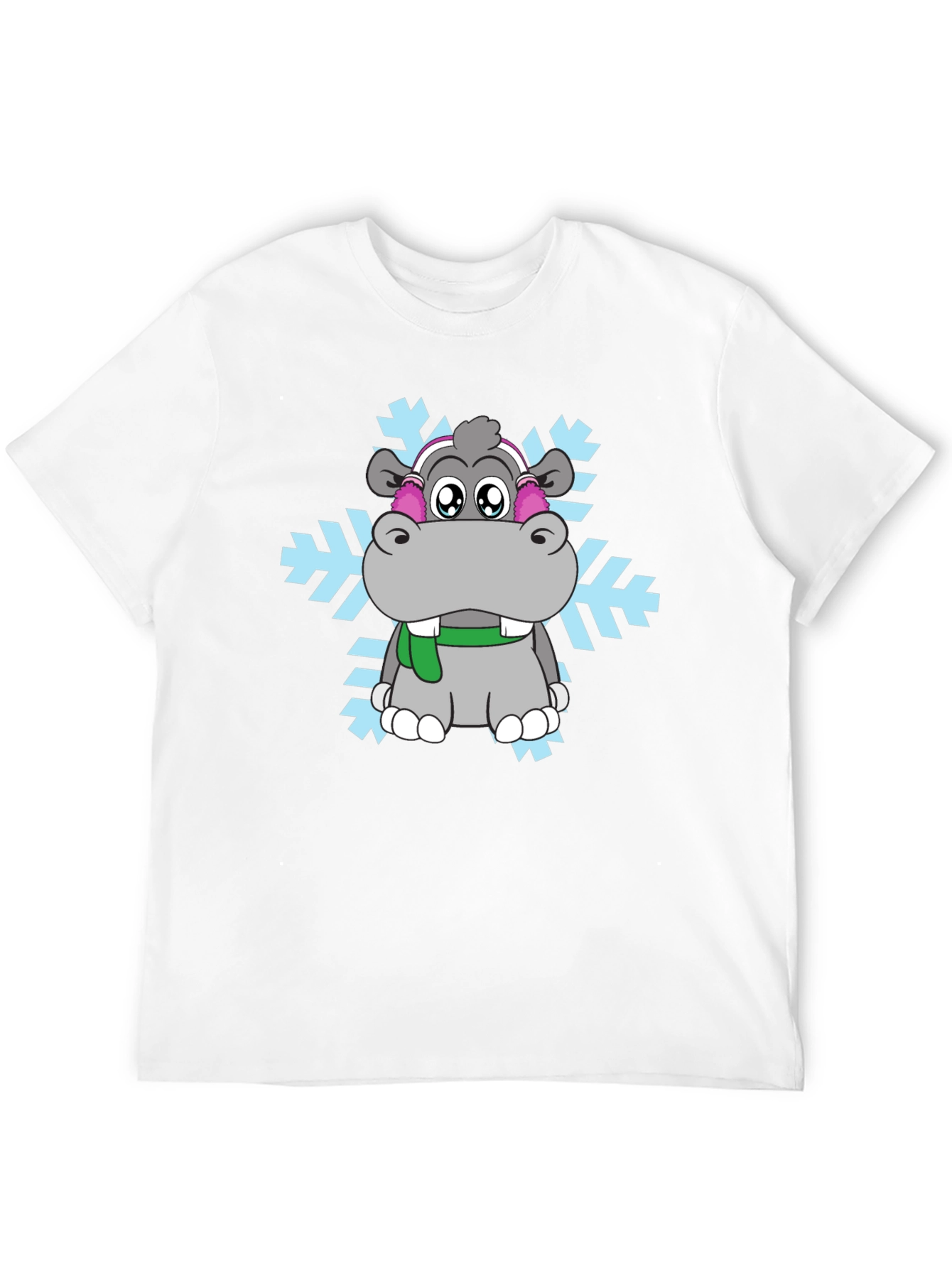 Camiseta Negra con Hipopótamo Invernal