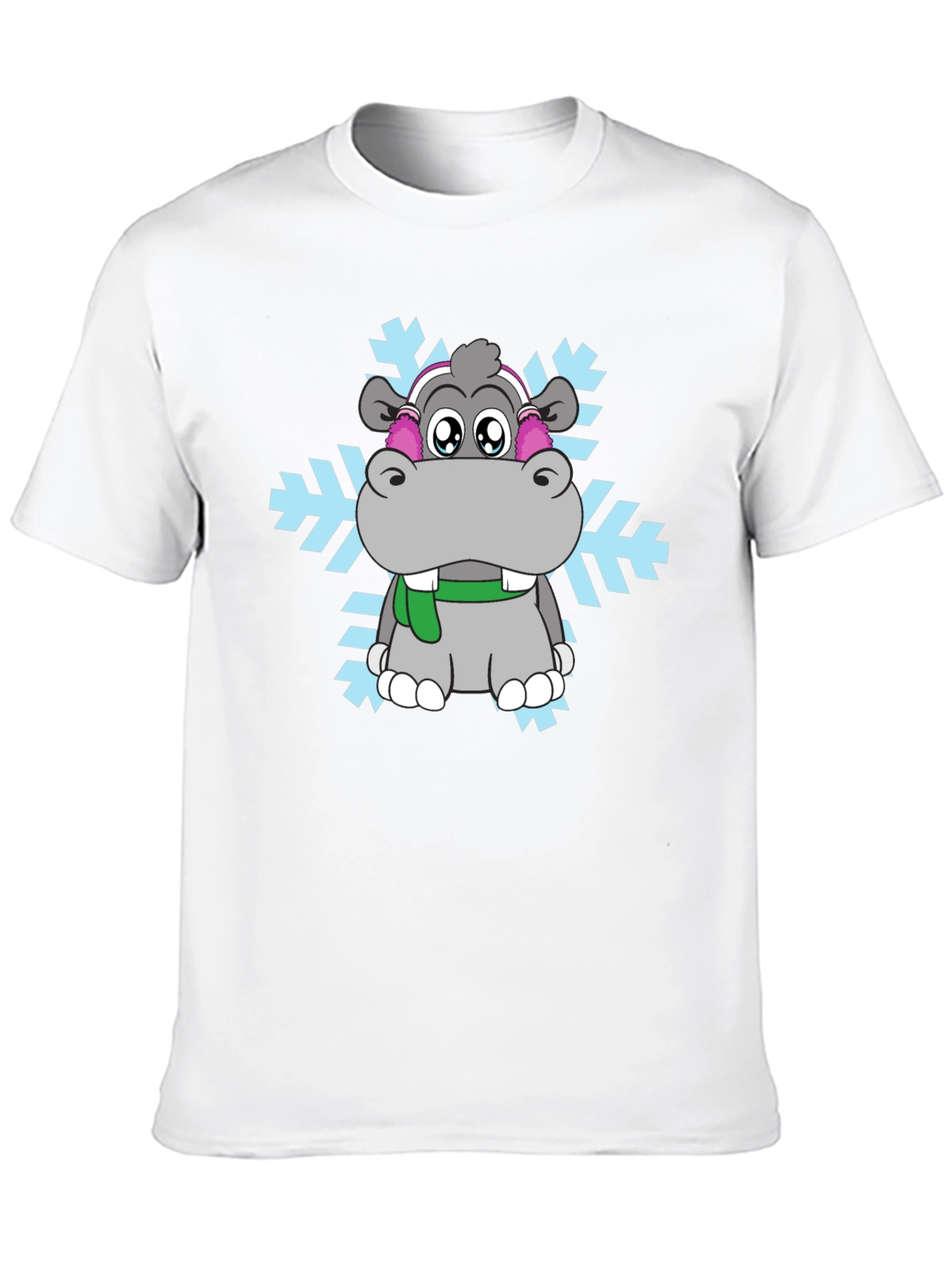 Camiseta Negra con Hipopótamo Invernal