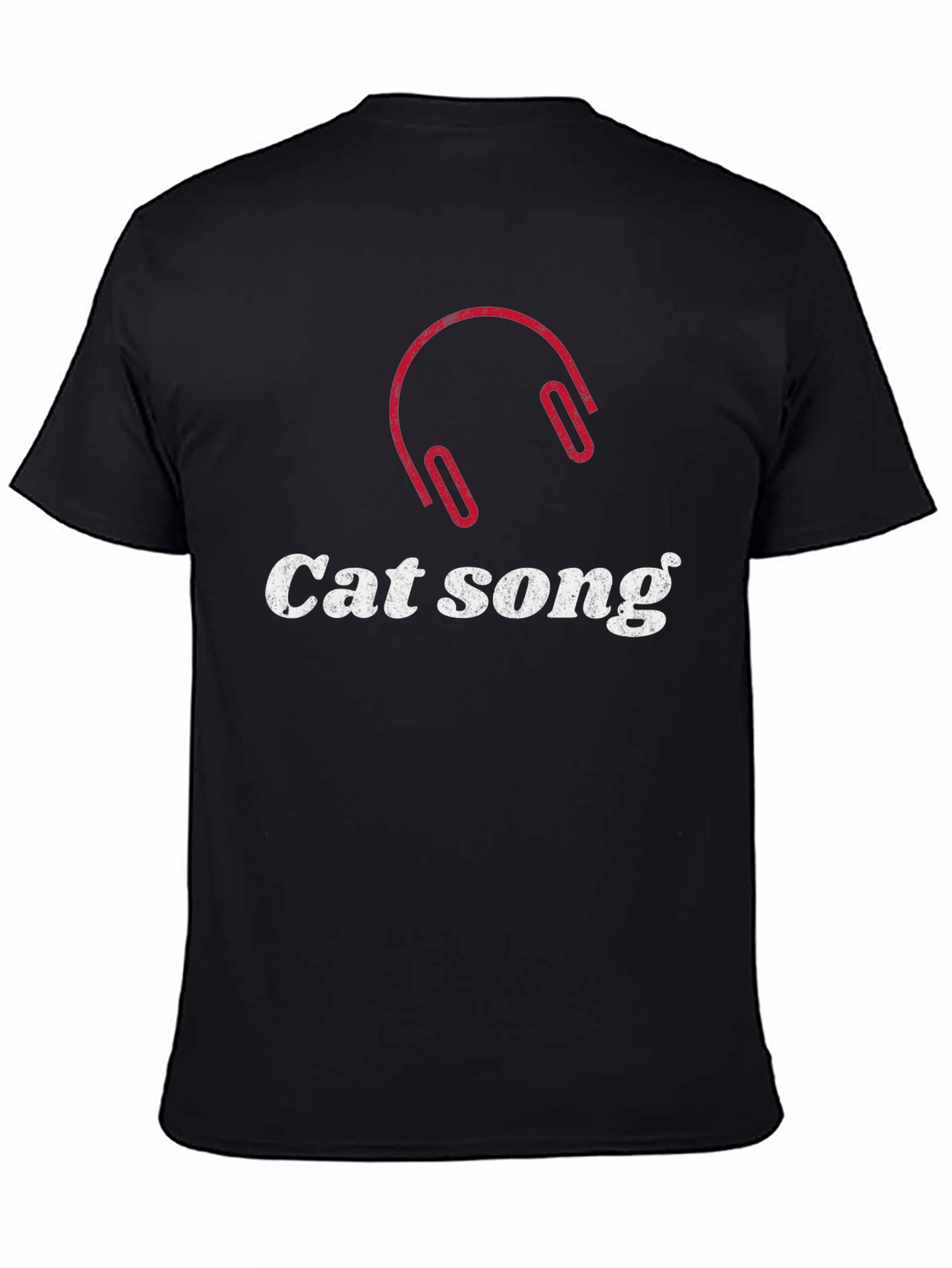 Camiseta Negra Cat Song con Diseño de Audífonos