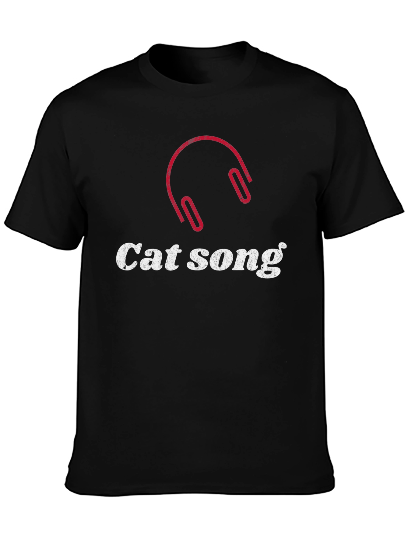 Camiseta Negra Cat Song con Diseño de Audífonos