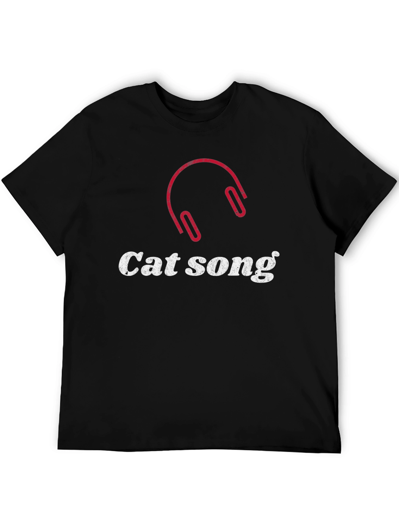 Camiseta Negra Cat Song con Diseño de Audífonos