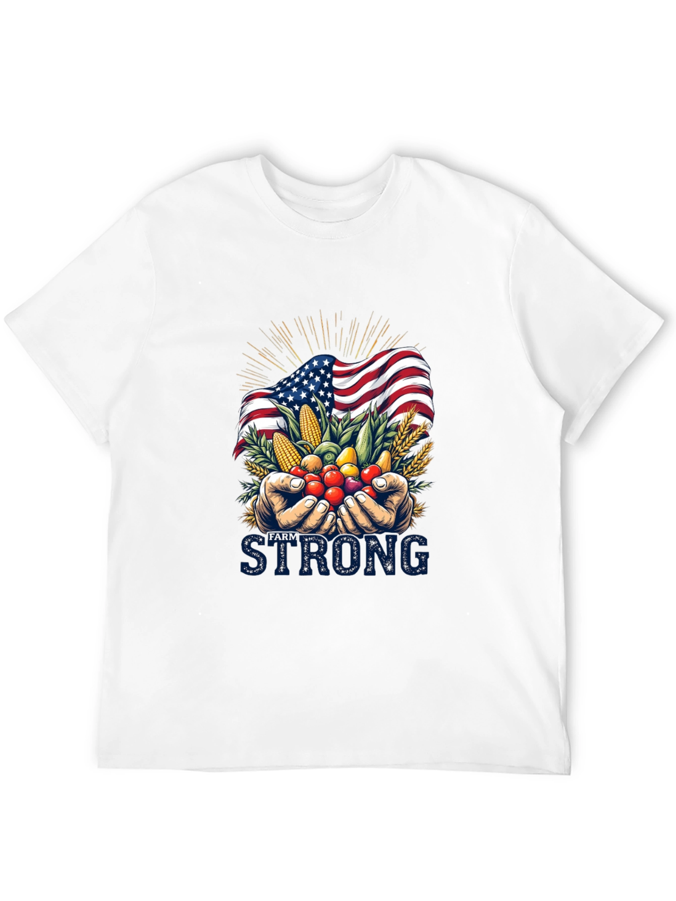 Camiseta Negra Farm Strong con Bandera Americana
