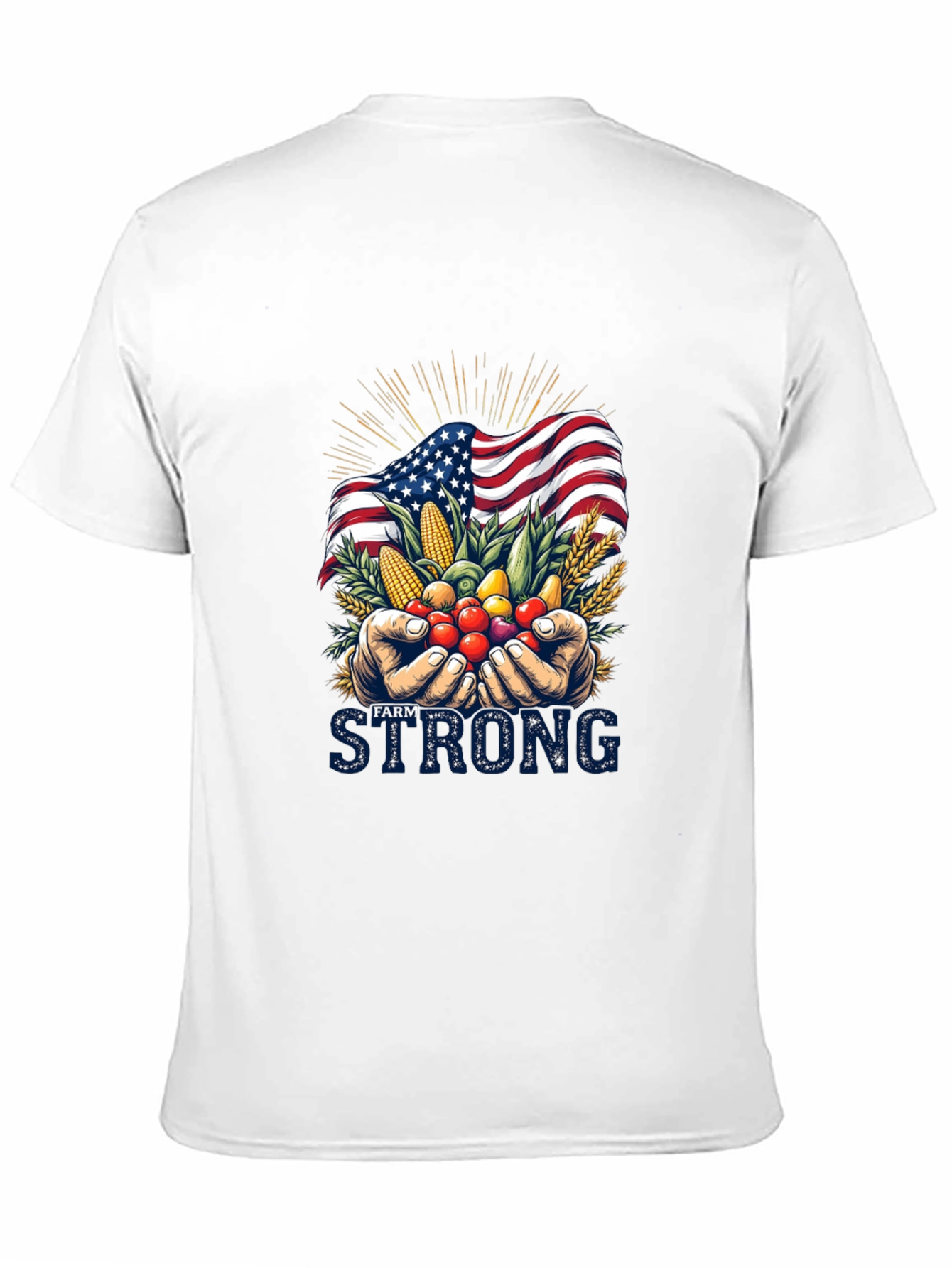 Camiseta Negra Farm Strong con Bandera Americana