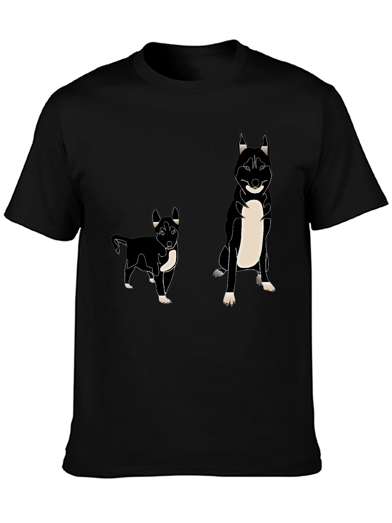 Camiseta Negra con Diseño de Husky Divertido
