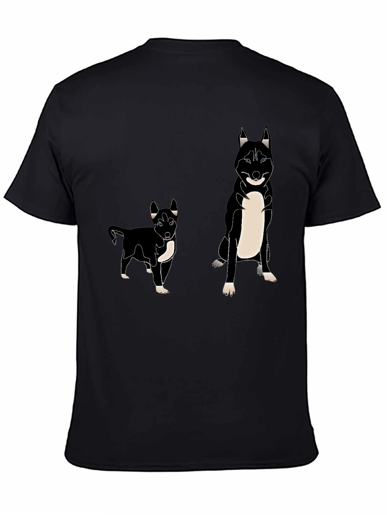 Camiseta Negra con Diseño de Husky Divertido
