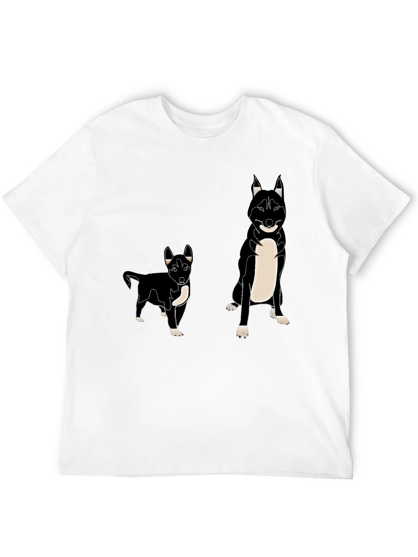 Camiseta Negra con Diseño de Husky Divertido