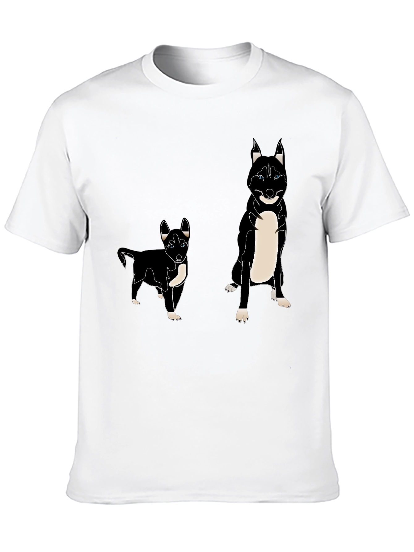 Camiseta Negra con Diseño de Husky Divertido