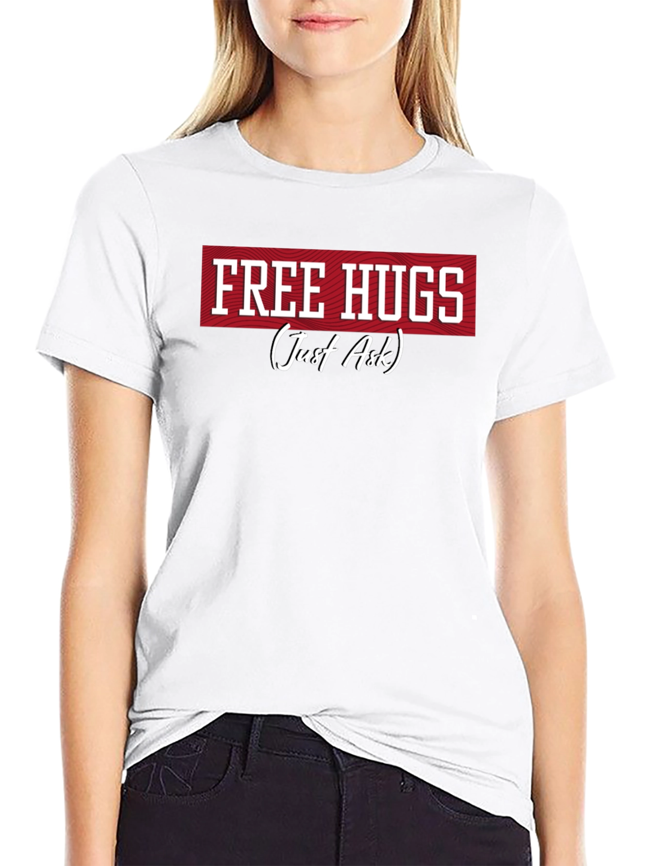 Camiseta Negra Free Hugs (Just Ask)