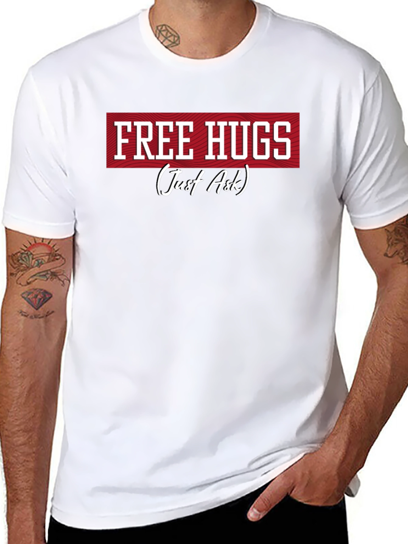 Camiseta Negra Free Hugs (Just Ask)