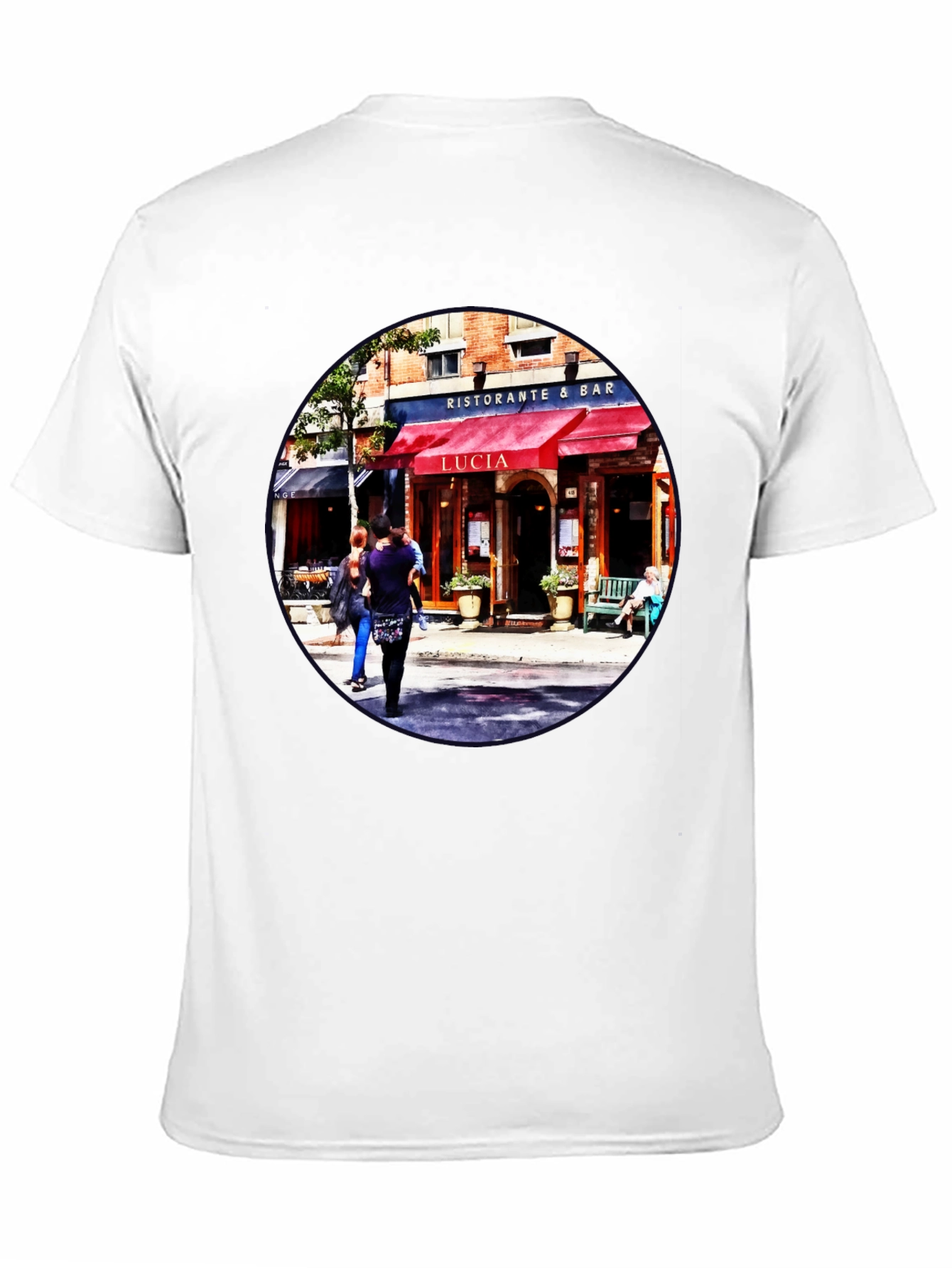 Camiseta Negra con Diseño de Restaurante Italiano
