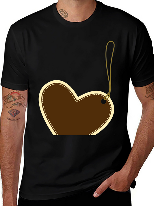 Camiseta Negra con Diseño de Corazón Vintage