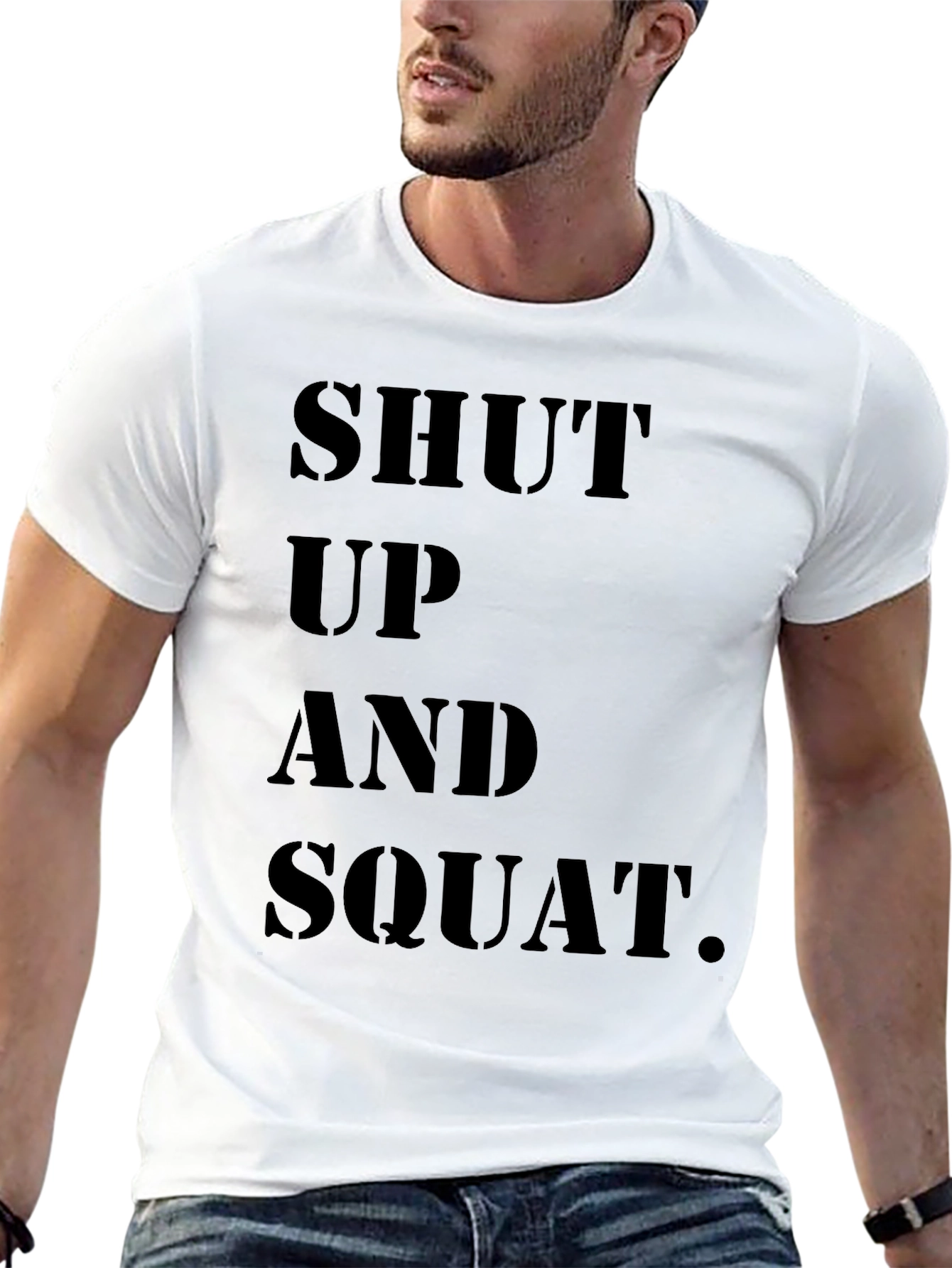 Camiseta Negra: Shut Up and Squat
