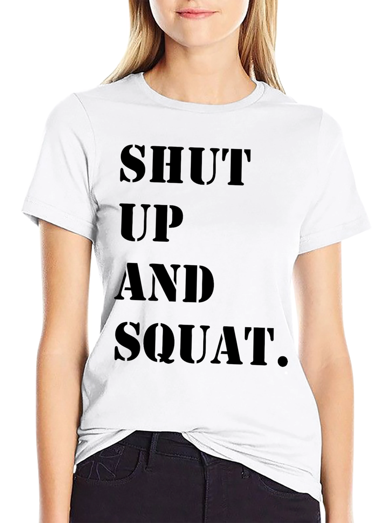Camiseta Negra: Shut Up and Squat
