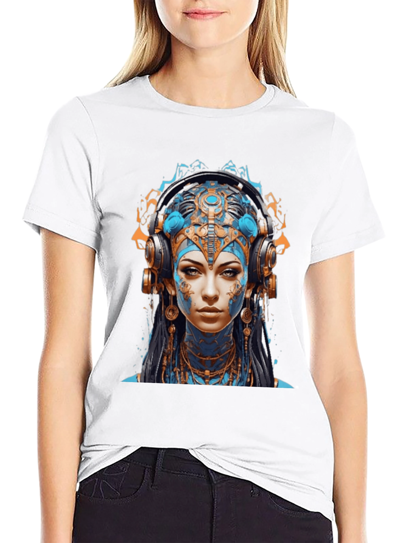 Camiseta Negra con Diseño Avatar Futurista
