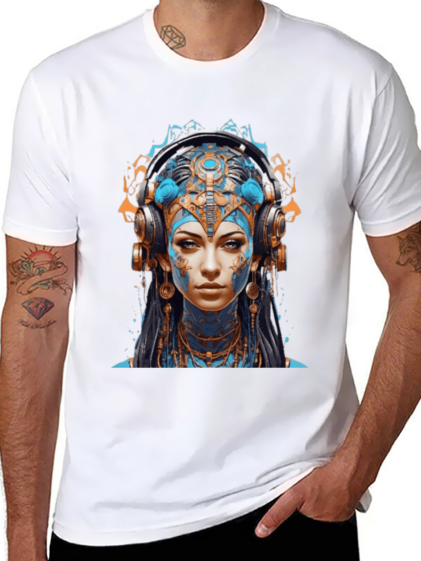 Camiseta Negra con Diseño Avatar Futurista