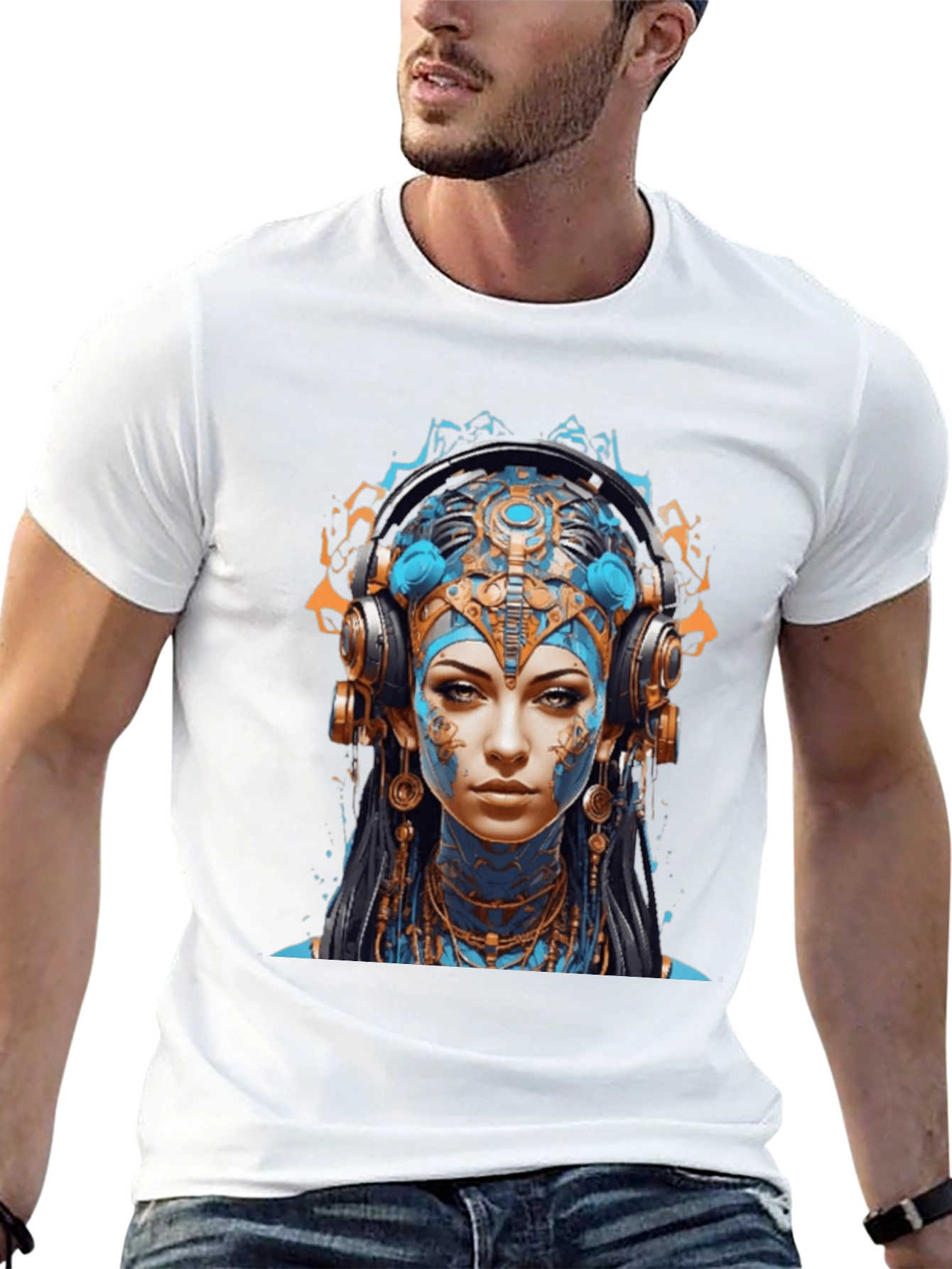 Camiseta Negra con Diseño Avatar Futurista