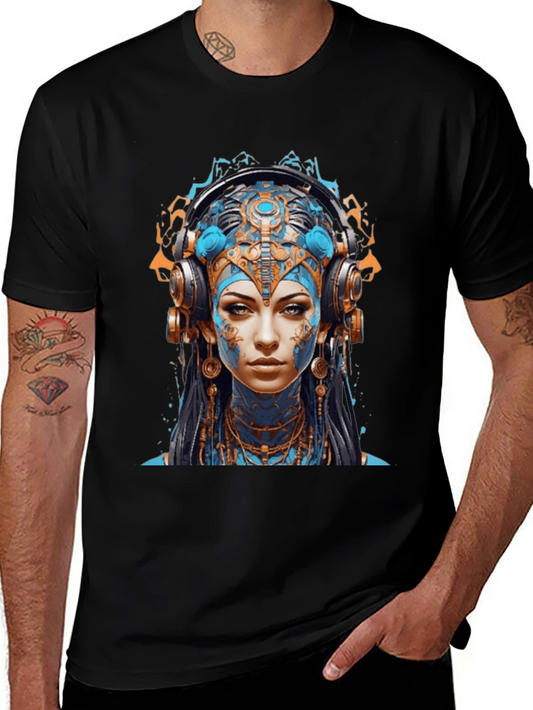 Camiseta Negra con Diseño Avatar Futurista