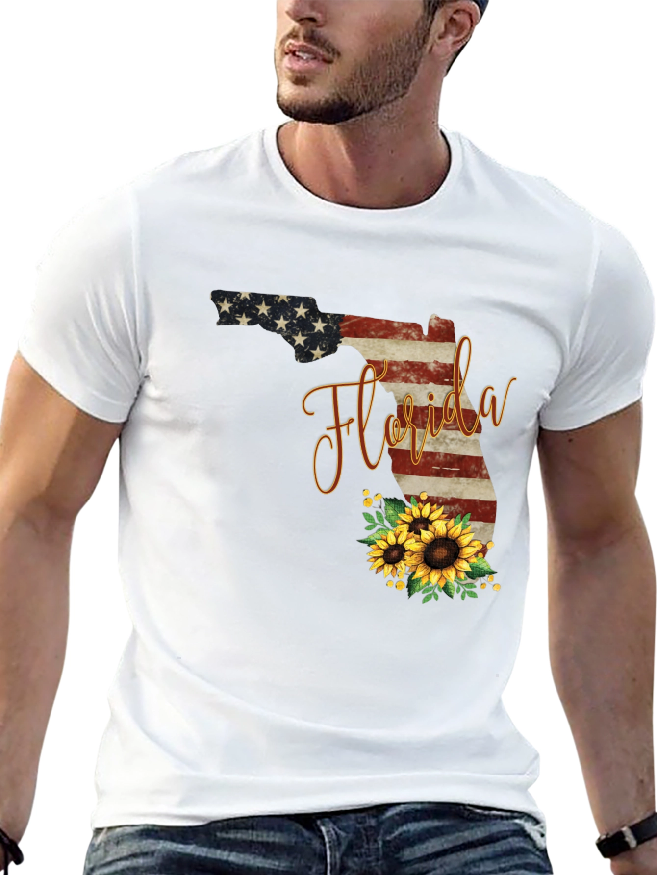 Camiseta Negra Diseño Florida Girasoles