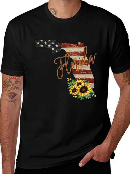 Camiseta Negra Diseño Florida Girasoles