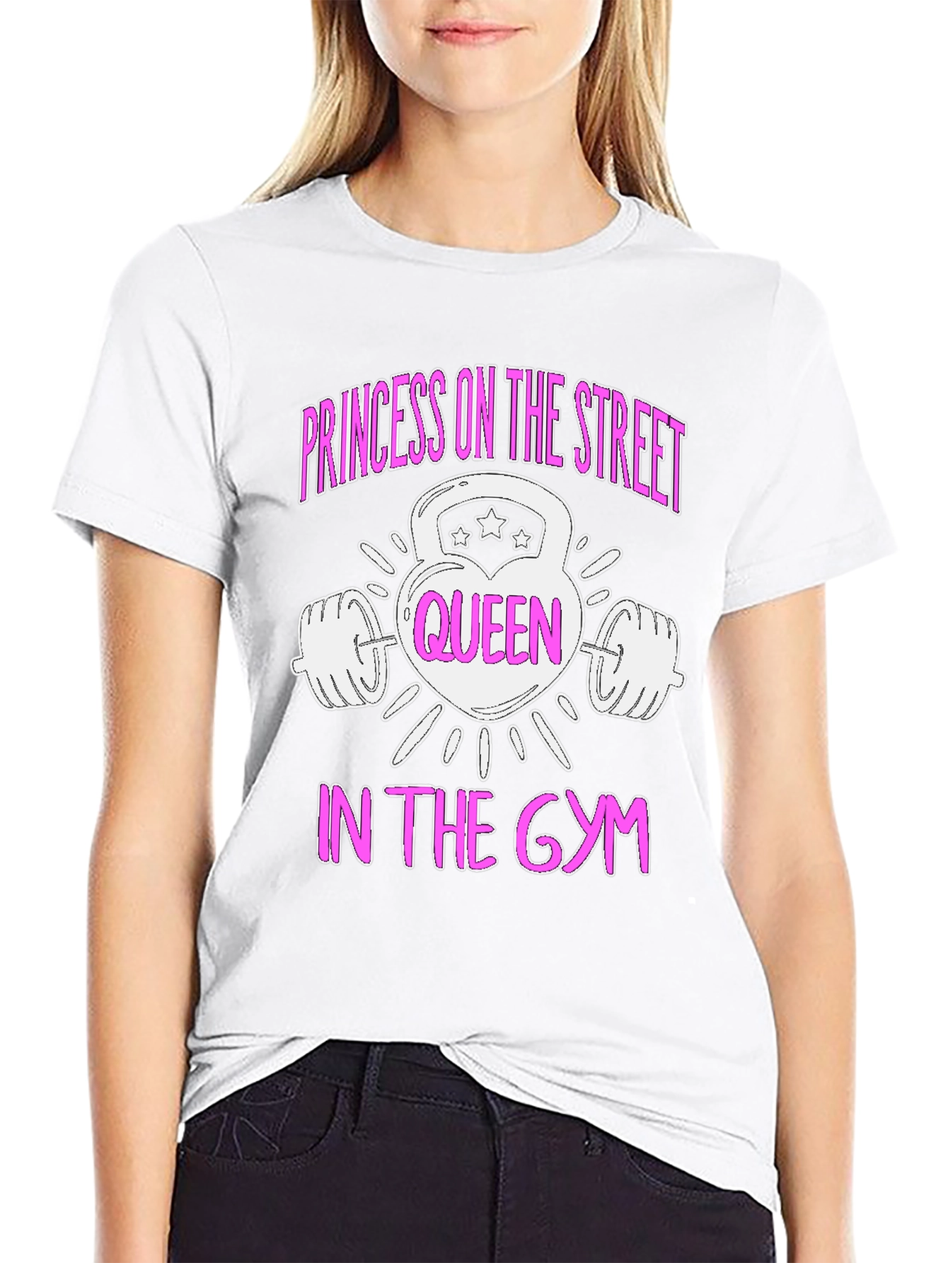 Camiseta Negra Mujer Poderosa Reina en el Gym