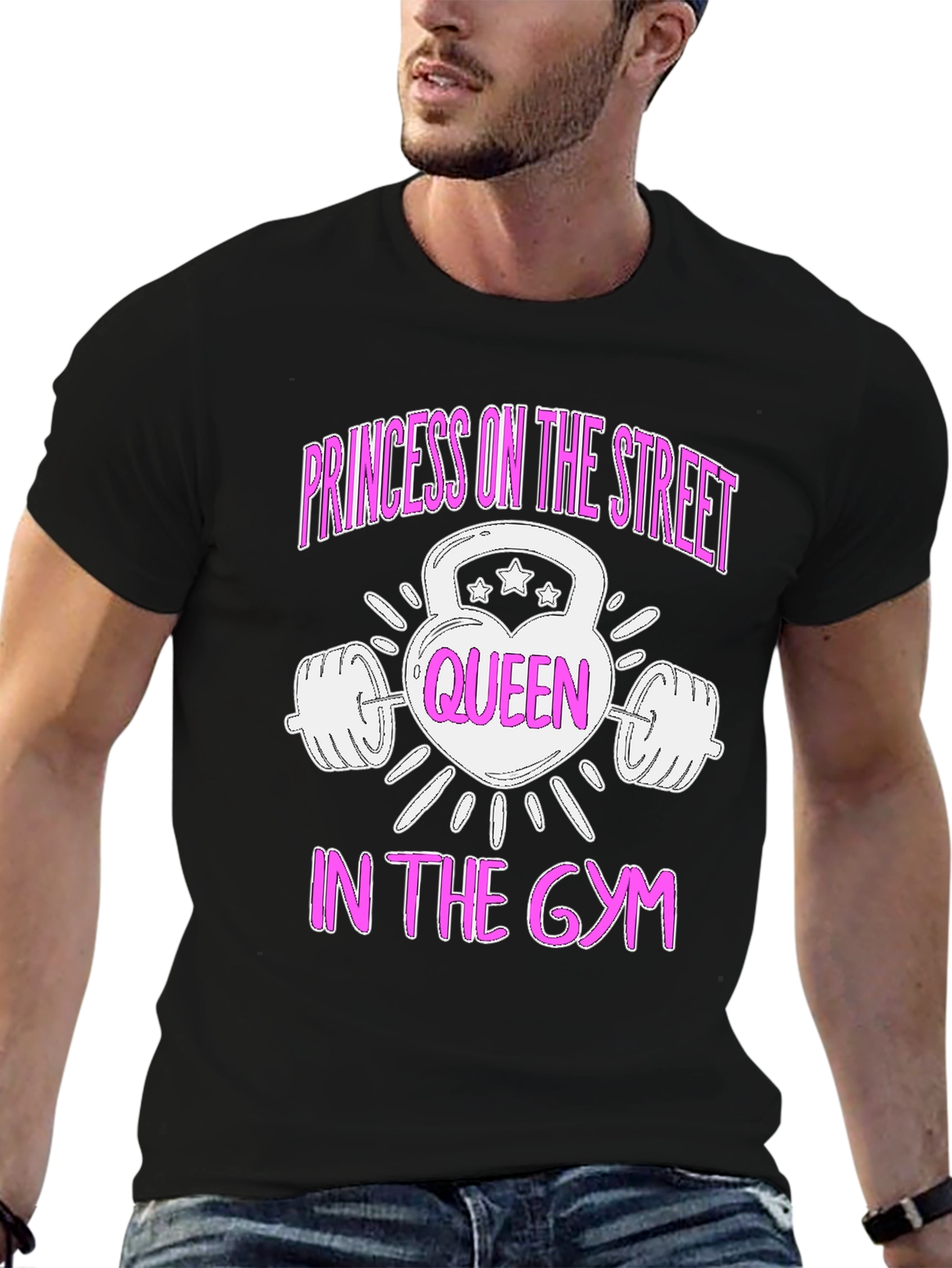 Camiseta Negra Mujer Poderosa Reina en el Gym