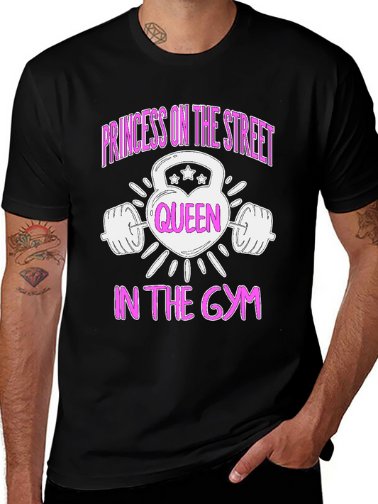Camiseta Negra Mujer Poderosa Reina en el Gym
