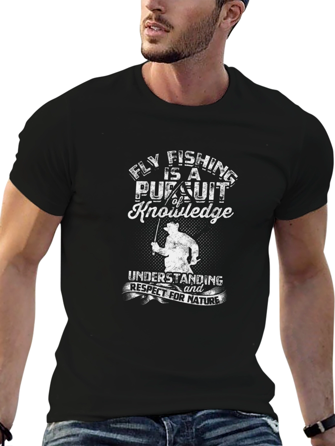 Camiseta Negra Fly Fishing is a Pursuit of Knowledge