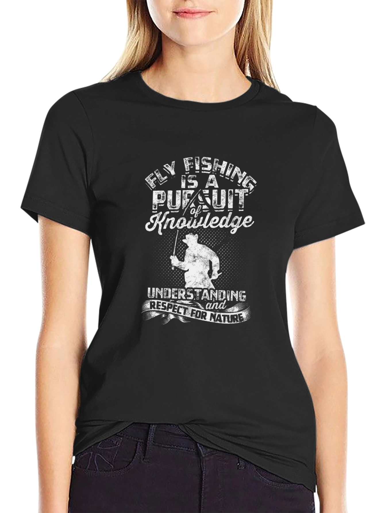 Camiseta Negra Fly Fishing is a Pursuit of Knowledge