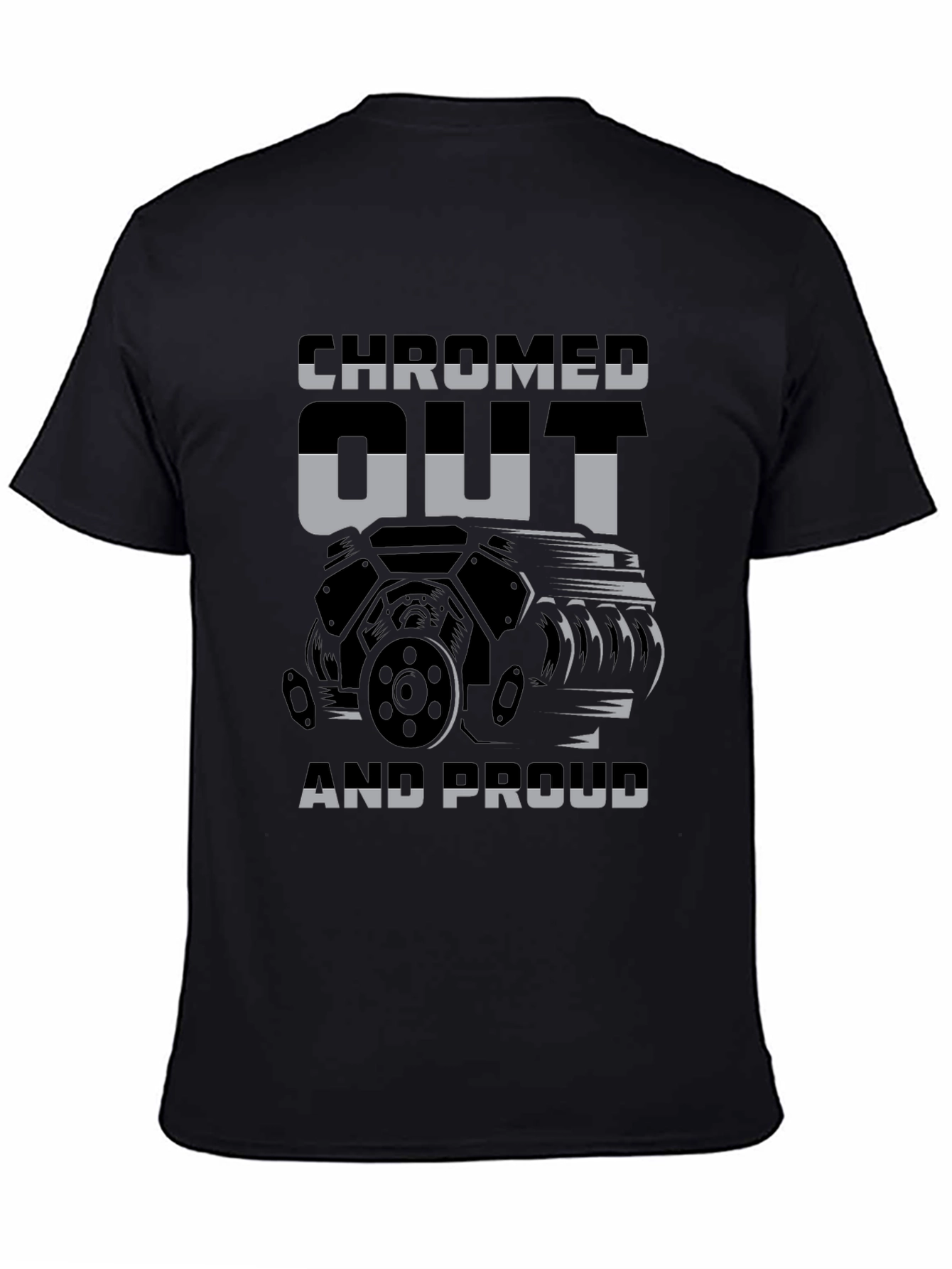 Camiseta Negra con Diseño de Motor Chromed Out