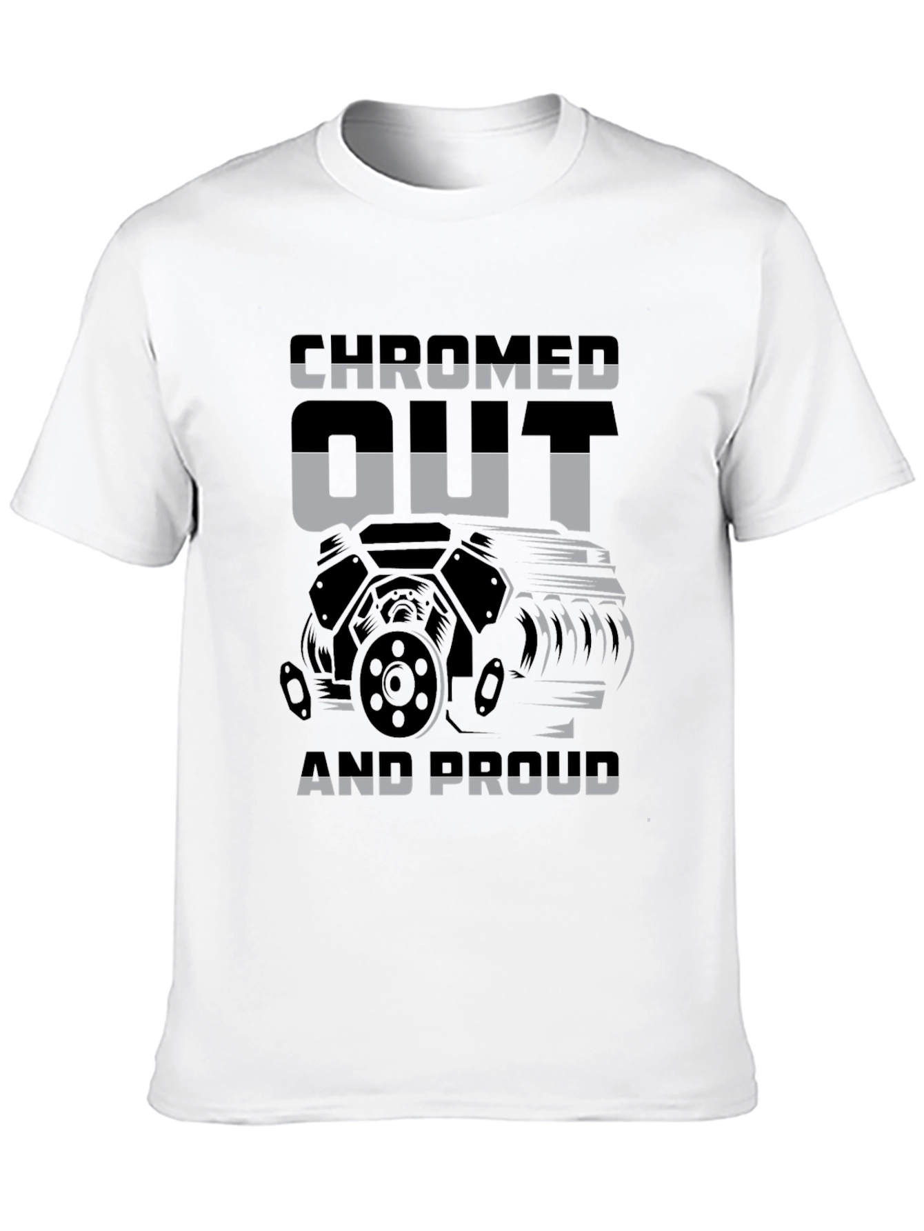 Camiseta Negra con Diseño de Motor Chromed Out
