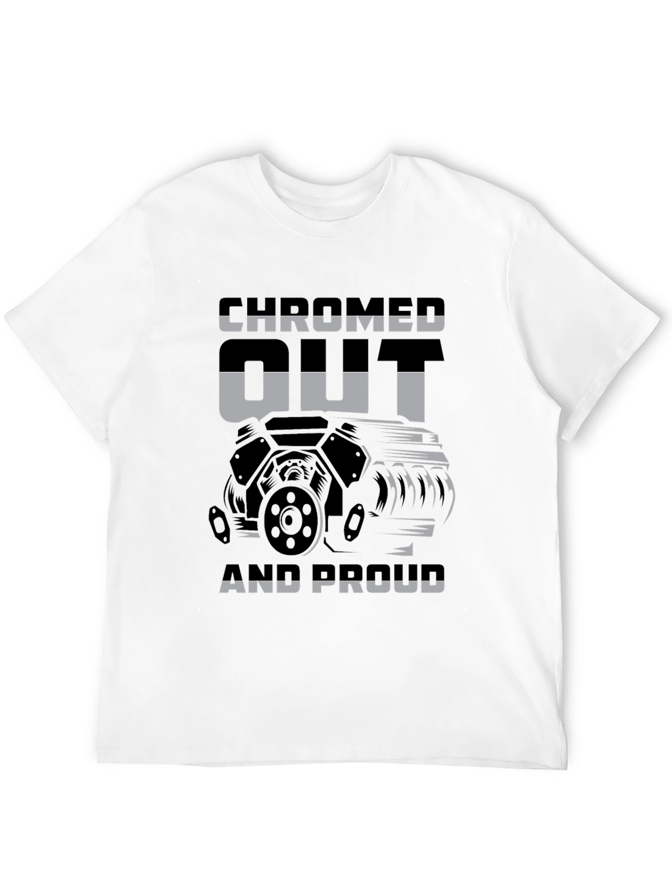 Camiseta Negra con Diseño de Motor Chromed Out