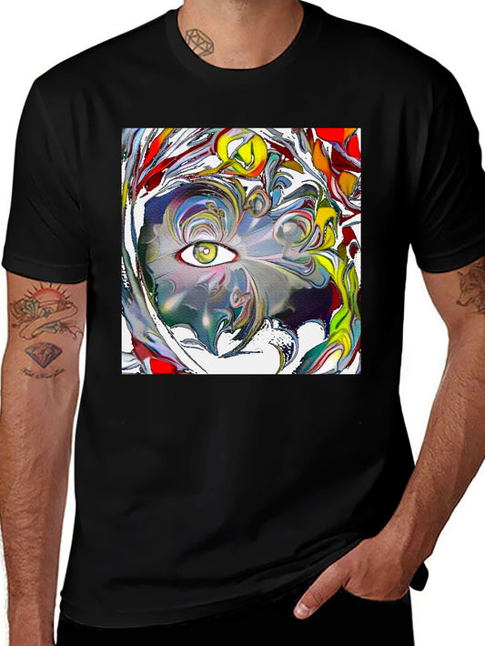 Camiseta Negra con Diseño Ojo Abstracto