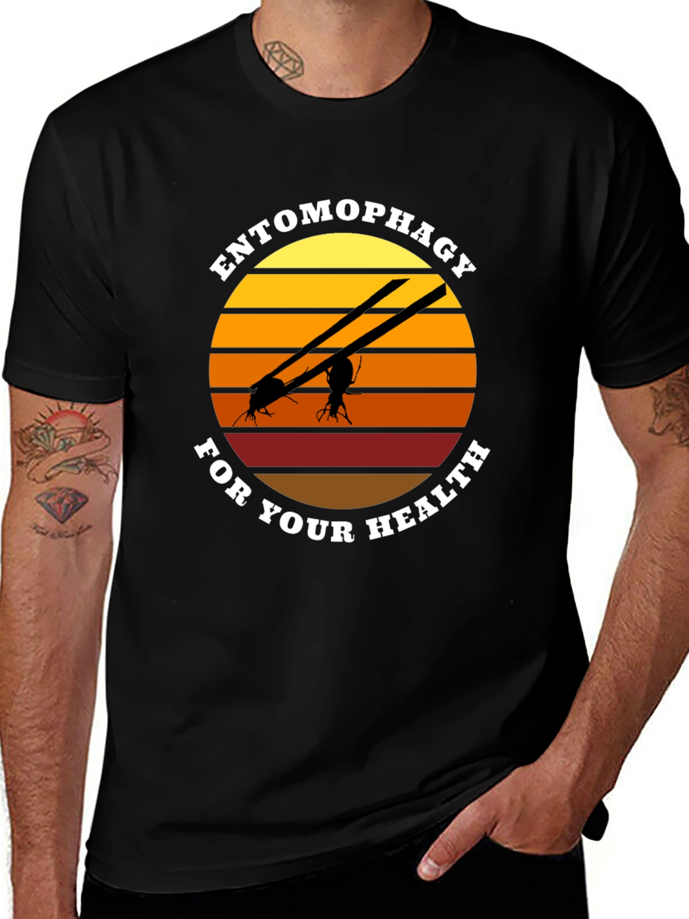 Camiseta Entomofagia Salud: Insectos Cuchillos Sol