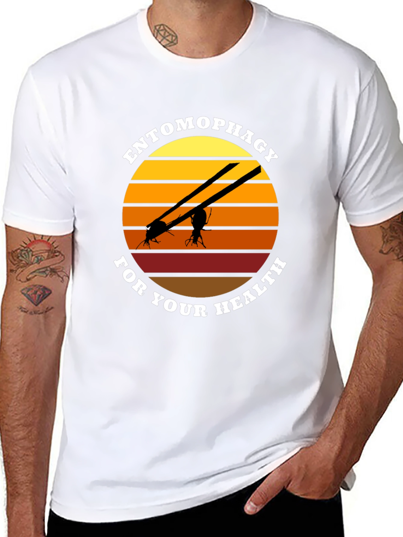 Camiseta Entomofagia Salud: Insectos Cuchillos Sol